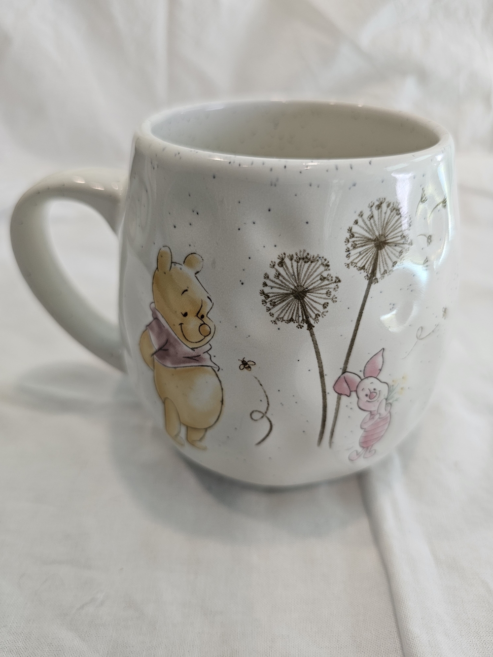 Disney Winnie the Pooh Ceramic Mug - White with Speckled Blue Accents